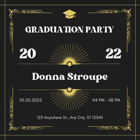 Art Deco Graduation Party Invitation Template