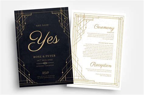 Art Deco Wedding Announcement Template