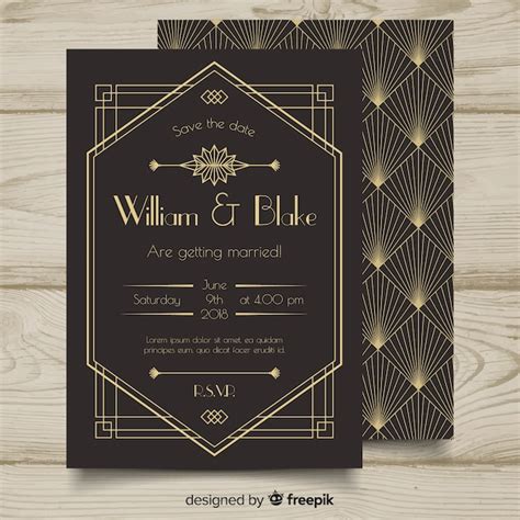 Art Deco Wedding Invitation Template