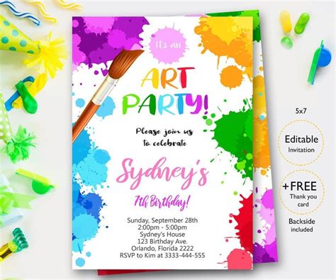 Art Party Invitation Templates Gallery 1