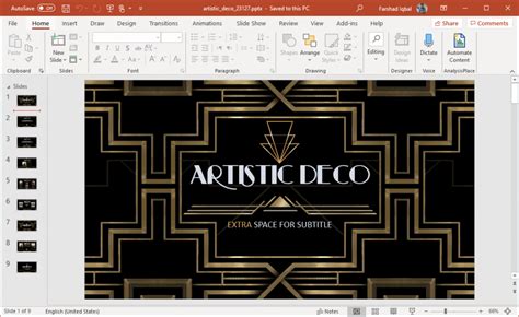 Art Deco Slides Template Design Example 3