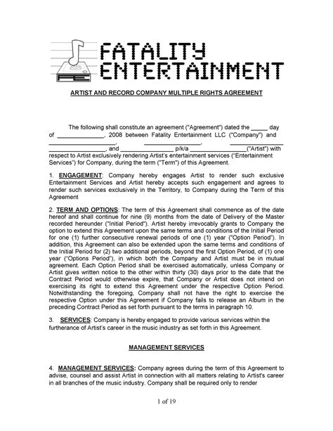 Artist Management Contract Template 1