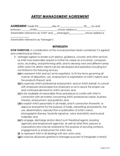 Artist Management Contracts