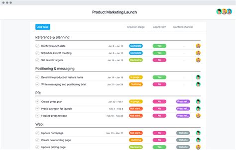 Asana Marketing Plan Example