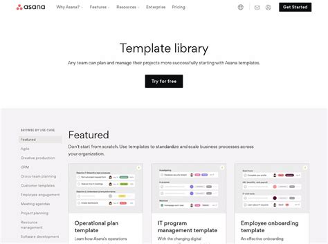 Asana Pre-Built Templates