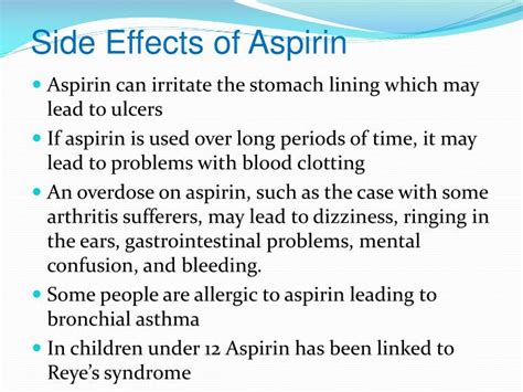 Aspirin Side Effects List