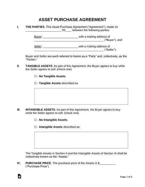 Asset Purchase Agreement Template