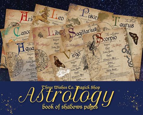 Book of Shadows page with astrology illustration