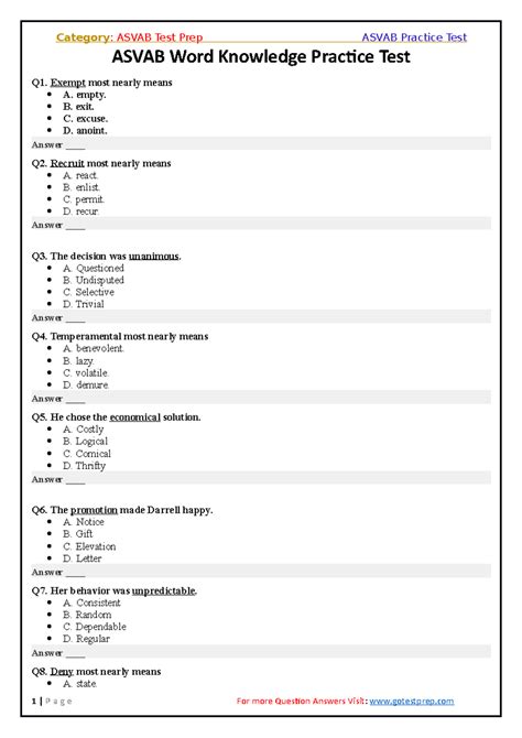 ASVAB English Preparation