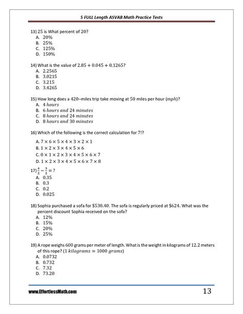 ASVAB Math Practice Questions and Answers