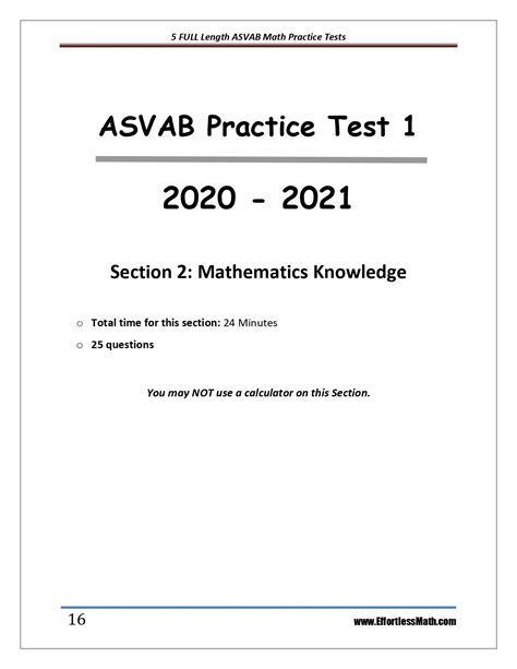 ASVAB Math Practice Test Questions