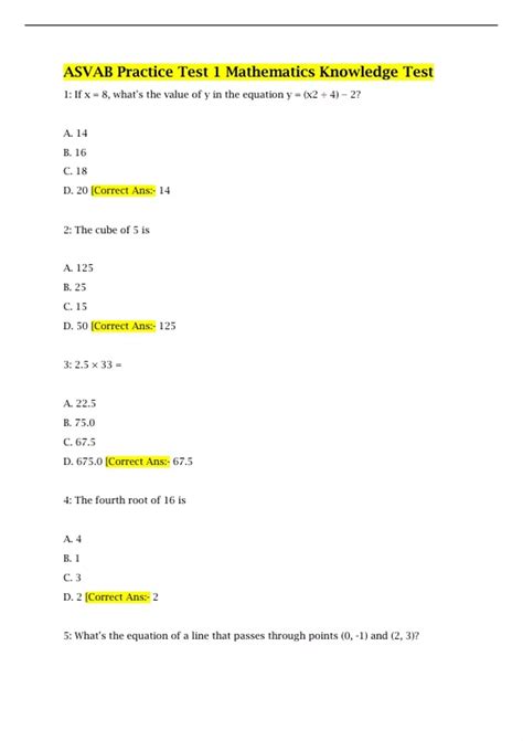 ASVAB Math Questions