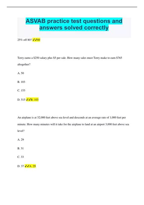 ASVAB Test Questions