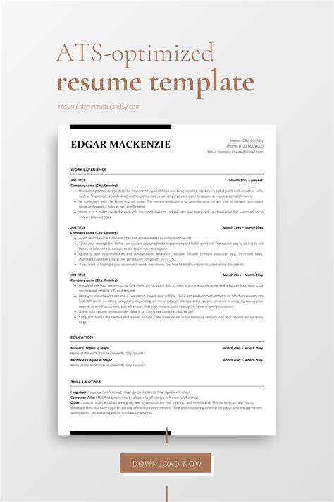 ATS Friendly Resume Template Download