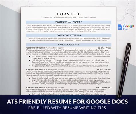 ATS Resume Template Google Docs