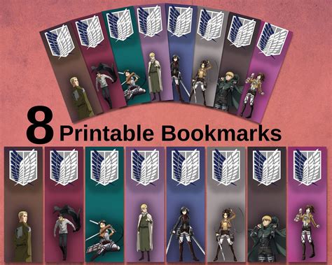 Attack on Titan bookmark designs