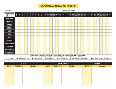 Attendance and Leave Template Example