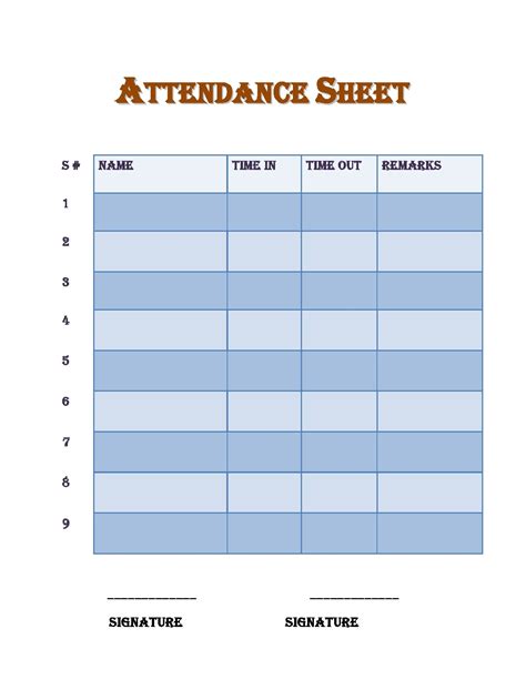 Attendance Sheet Template 3