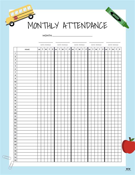 Attendance Sheets for Teachers