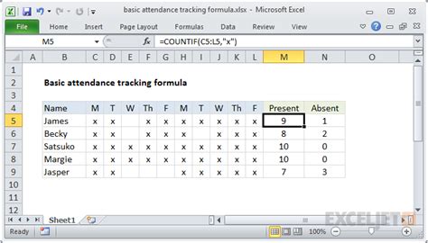 Attendance Tracking Formulas