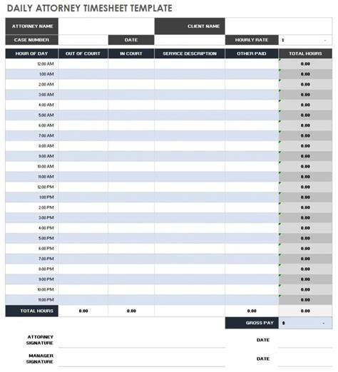 Attorney Billing Timesheet Template