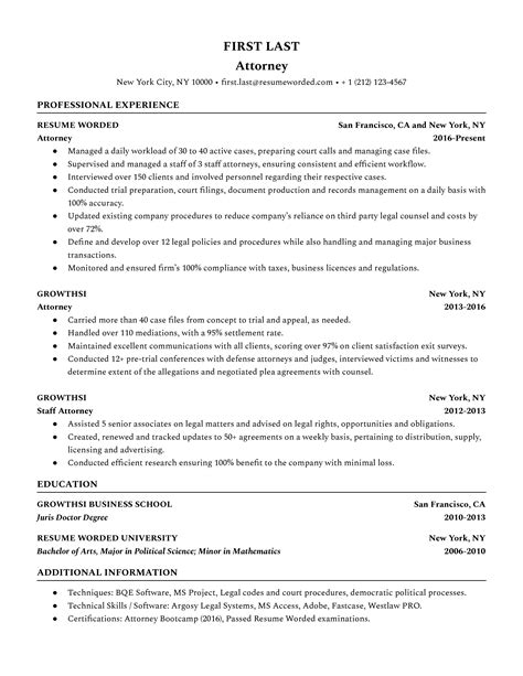 Attorney Resume Template Certifications