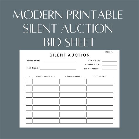 Auction Bid Sheets