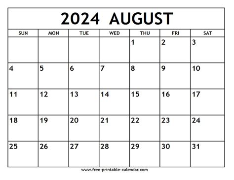 August 2024 Calendar