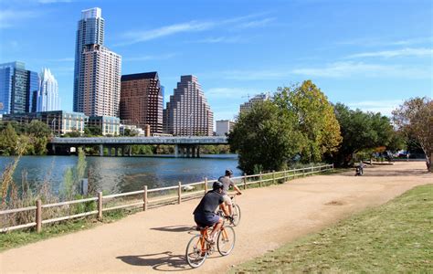 Bikers on the Lady Bird Lake Hike and Bike Trail