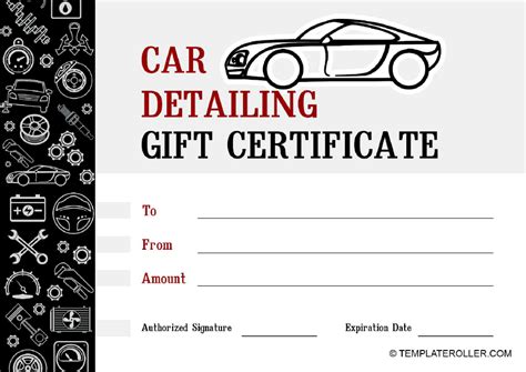 Examples of Auto Detail Gift Certificate Templates