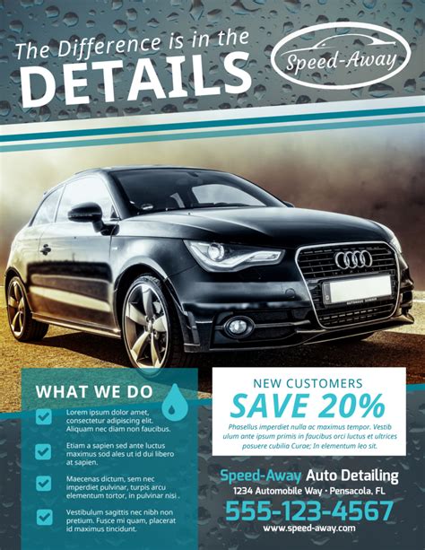 Auto detailing flyer template with text overlay