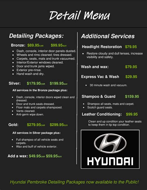 Auto detailing menu template