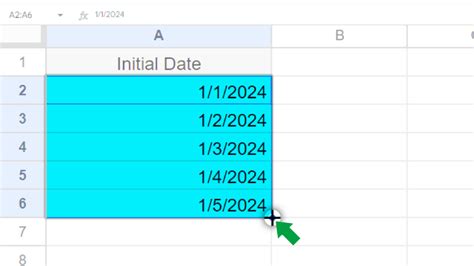 Auto-fill dates in Google Sheets using the Fill Handle