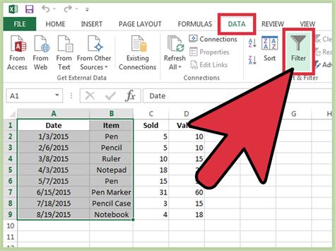 Auto filter in Excel