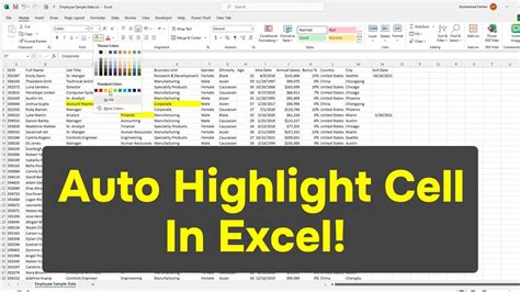 Auto Highlight Cells in Excel