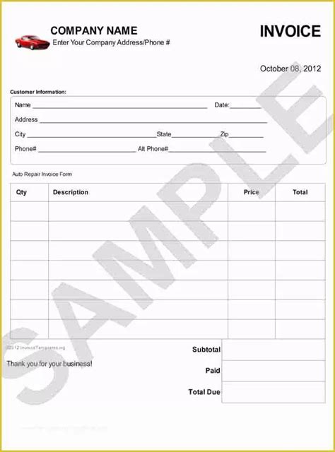 Auto Invoice Template