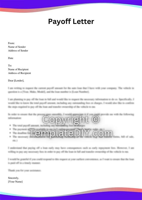 Auto Loan Payoff Letter Template