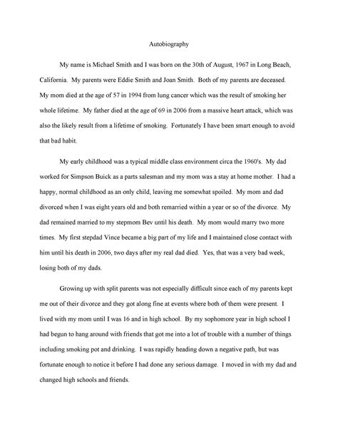 Autobiography Template Example 4