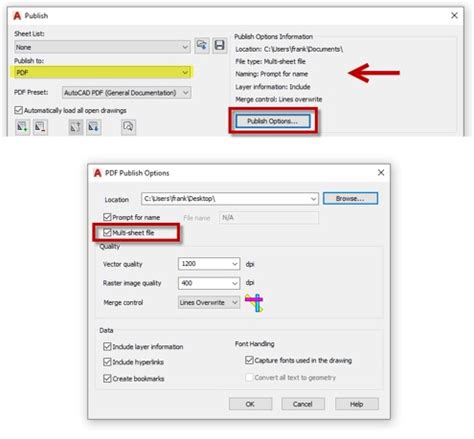 AutoCAD Publish Options
