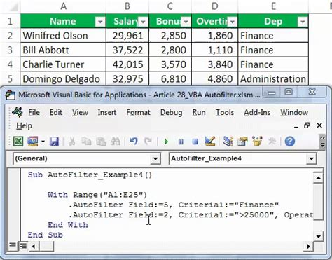 Autofilter VBA Dynamic Range Criteria Example 1