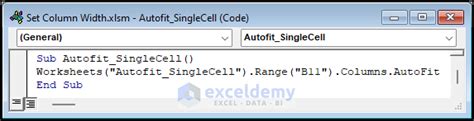 Autofit Column Width Excel VBA