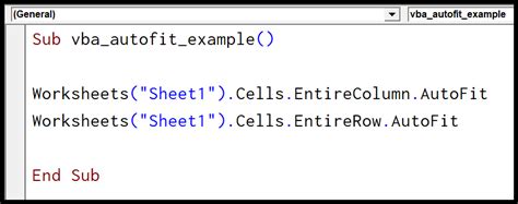 Autofit VBA Code Example 2