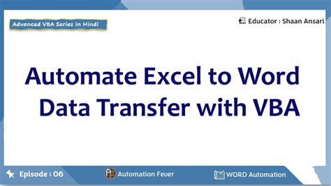 Automating Excel to Word Documents