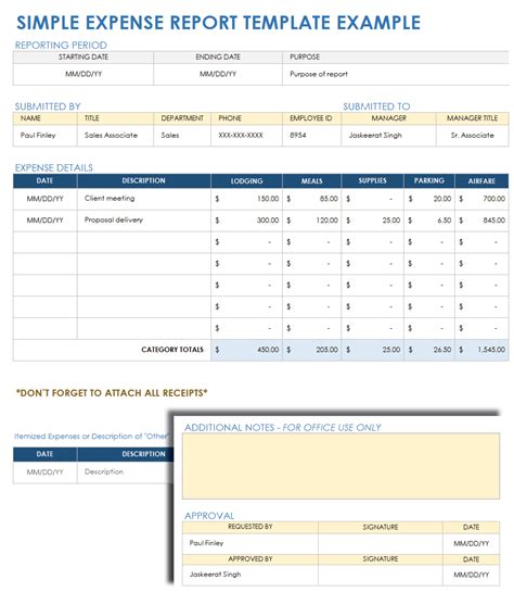 Automated Expense Report Template