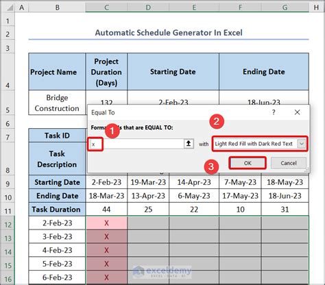 Automatic Schedule Generator Excel Formula