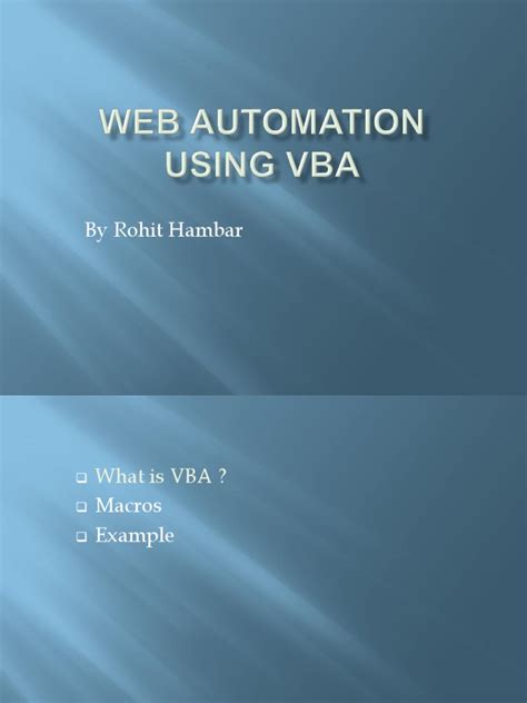 Automation with VBA