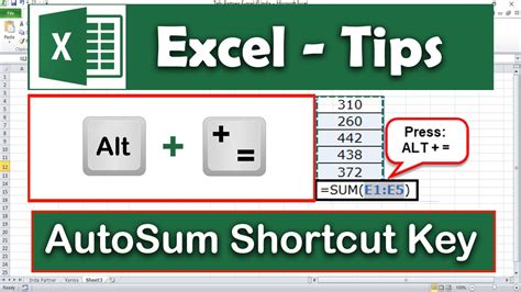 Autosum in Excel Shortcuts