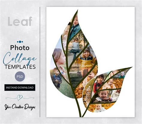 Autumn leaves photo collage template