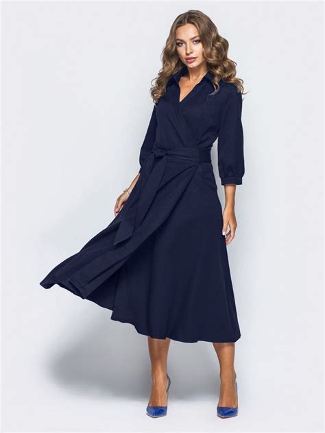 Autumn Navy Midi Dress