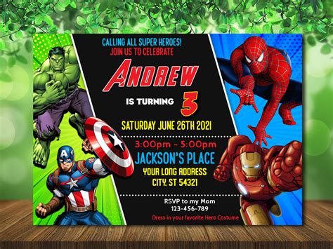 Avengers Birthday Invitation Templates